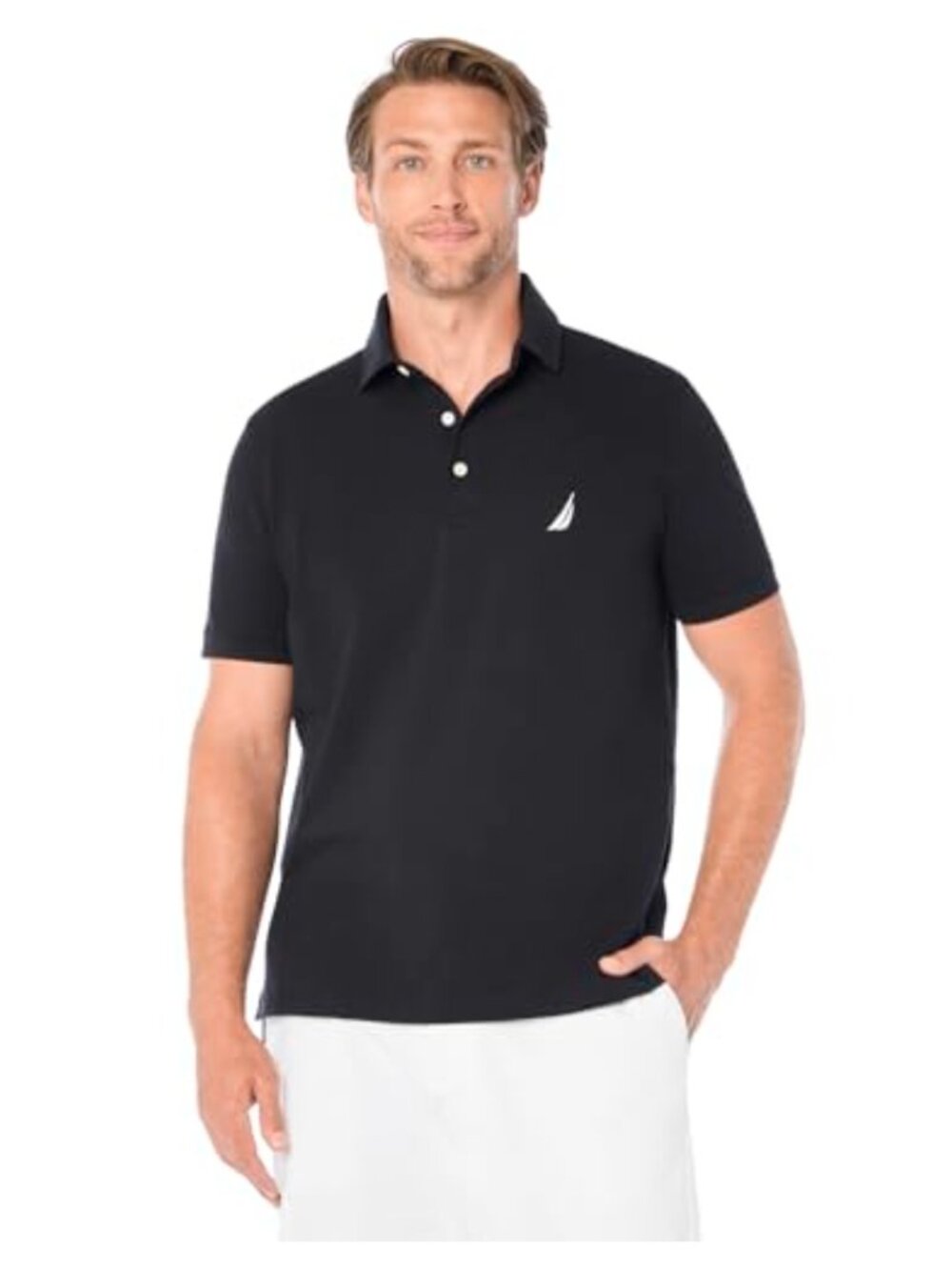 Mens Short Sleeve Solid Stretch Cotton Pique Polo Shirt